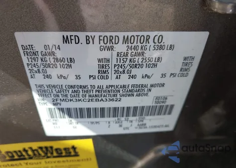 2014 Ford Edge Limited z USA, uszkodzony, nr VIN 2FMDK3KC2EBA33622